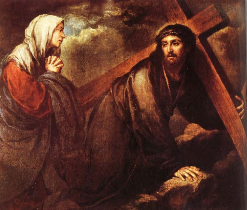 Bartolome Esteban Murillo Jesus bearing a cross oil painting picture